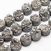 Electroplated Natural Druzy Quartz Crystal Bead Strands G-G889-07-1