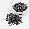 8/0 Electroplated Iris Round Glass Seed Beads X-SEED-A009-3mm-603-1
