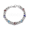 304 Stainless Steel Byzantine Chain Bracelet for Girl Women BJEW-Z011-17P-2