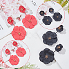 2 Pairs 2 Colors Alloy Double Flower Dangle Stud Earrings EJEW-AN0001-31-7