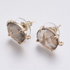 Faceted Glass Stud Earring Findings GLAA-F084-A06-1