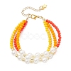Opaque Solid Color Glass & Plastic Pearl Multi-strand Bracelets BJEW-JB12969-2