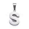 Non-Tarnish 304 Stainless Steel Letter Pendants STAS-H127-S-P-1