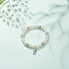 ABS Plastic Imitation Pearl  & Rhinestone Beaded Stretch Bracelet with Alloy Charm for Women BJEW-JB08526-04-2