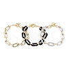 Spray Painted CCB Plastic & Aluminum Paperclip Chain Bracelets Sets BJEW-JB05432-2
