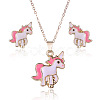 Unicorn Alloy Enamel Pendant Necklaces & Stud Earrings Sets FS-WGDFD22-01-3