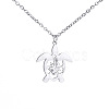 Ocean 304 Stainless Steel Hollow Floral Turtle Pendant Necklaces for Women WG89907-01-2