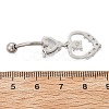 Alloy Crystal Rhinestone Dangle Curved Barbell Belly Rings AJEW-R007-04P-06-3