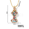 Brass Pave Colorful Cubic Zirconia Letter Pendant Box Chain Necklaces NU0575-9-1