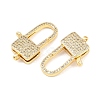 Square Brass Micro Pave Clear Cubic Zirconia Lobeter Claw Clasps KK-C162-018G-2