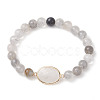 8mm Round Natural Cloudy Quartz Beaded Stretch Bracelets BJEW-JB10572-1