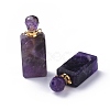 Faceted Natural Amethyst Openable Perfume Bottle Pendants G-P435-C-02G-2