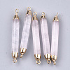 Electroplate Natural Rose Quartz Links connectors G-S344-73H-1