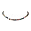 Glass Cube Beaded Necklace with 304 Stainless Steel Clasps NJEW-JN04400-1