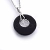 Natural Black Onyx(Dyed & Heated) Flat Round Pendants G-I357-A01-2