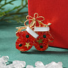 Christmas Alloy Rhinestone Lapel Pins for Backpack Clothes LS-JEWB-C052-01C-KCG-1