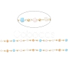 Faceted Cube Glass & Round Beaded Chains CHC-G018-03KCG-02-2
