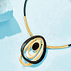 Oval Alloy & Resin Pendant Necklaces FS-WG6879B-01-2