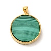 Rack Plating 925 Sterling Silver Pave Natural Malachite Pendants G-K352-01G-1