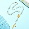 Glass Pearl Rosary Bead Necklaces NJEW-JN04340-2