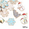 10Pcs 10 Styles Winter Themed Alloy Enamel Pendants ENAM-YW0005-21-1