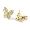 Brass Micro Pave Clear Cubic Zirconia Studs Earring for Women EJEW-S217-C01-2