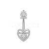 304 Stainless Steel Pave Clear Cubic Zirconia Curved Barbell Belly Rings FS-WG7A03F-05-1