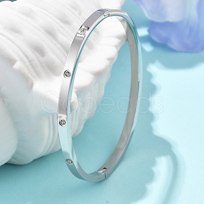 304 Stainless Steel Rhinestone Bangles for Women BJEW-Z092-05P-1