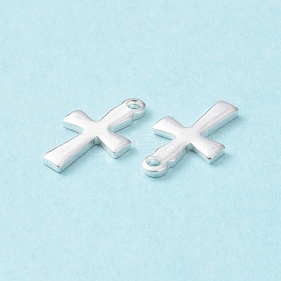 304 Stainless Steel Tiny Cross Charms STAS-L234-077S-1