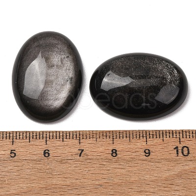 Natural Silver Sheen Obsidian Cabochons G-G741-22x30mm-23-1