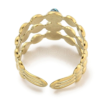 Ion Plating(IP) 304 Stainless Steel Synthetic Turquoise Cuff Rings G-Z056-05G-03-1