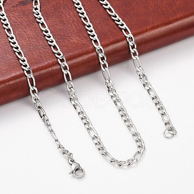 Non-Tarnish 304 Stainless Steel Figaro Chain Necklaces STAS-P101-71P-1