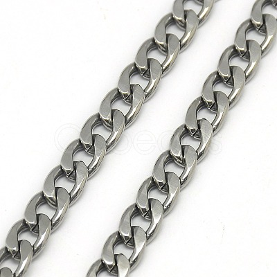 Non-Tarnish Trendy Men's 201 Stainless Steel Chain Curb Necklaces X-NJEW-L043-40P-1