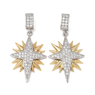 Brass Micro Pave Clear Cubic Zirconia Pendants KK-G543-10GP-02-1