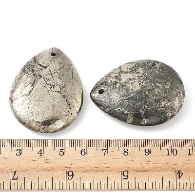 Teardrop Natural Pyrite Pendants G-I125-35A-B-1