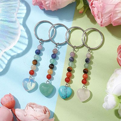 Natural & Synthetic Mixed Gemstone Keychains KEYC-JKC00760-1