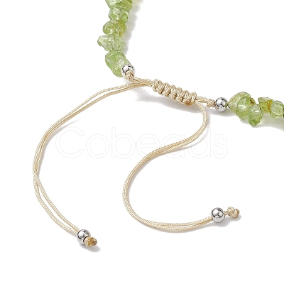 Natural Peridot Chip Nylon Braided Beaded Bracelet Making AJEW-JB01296-02-1