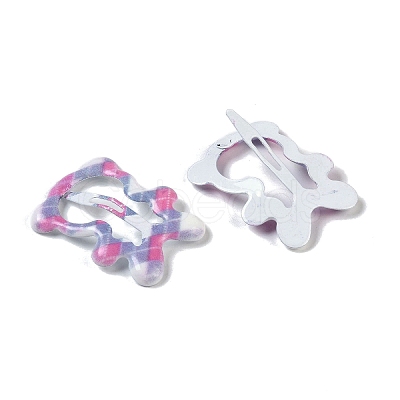 10Pcs 5 Colors Tartan Pattern Epoxy Resin Snap Hair Clip PHAR-P009-01I-1