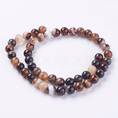 Round Dyed Natural Striped Agate/Banded Agate Beads Strands X-G-G582-8mm-04-1