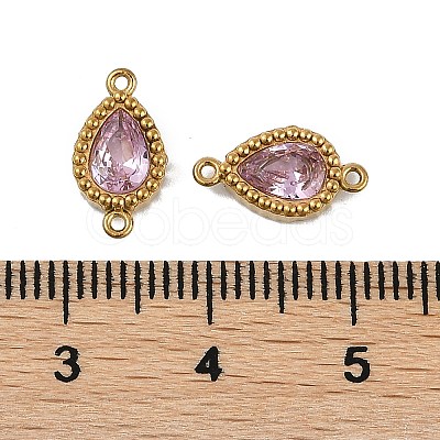Ion Plating(IP) 304 Stainless Steel Cubic Zirconia Teardrop Links Connector Charms STAS-K256-23G-02-1