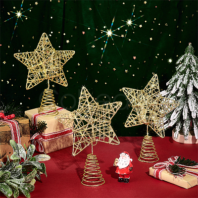 Glitter Iron Christmas Treetop Star Ornament AJEW-WH0031-83-1