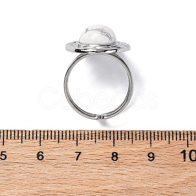 Oval Natural Howlite Finger Rings RJEW-M063-01P-10-1