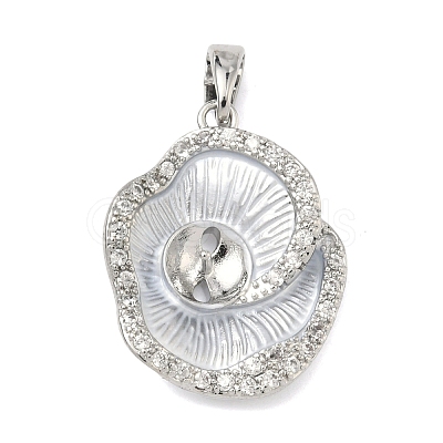 Brass Micro Pave Clear Cubic Zirconia Pendant Cabochon Settings KK-G556-06P-1