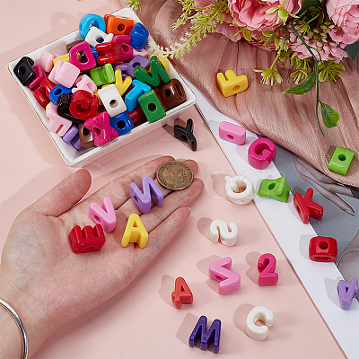 72Pcs Opaque Acrylic Beads Sets OACR-ME0001-25-1