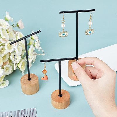 T Bar Iron & Wood Earring Displays Sets EDIS-WH0016-02-1
