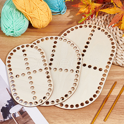Wooden Crochet Basket Base TOOL-WH0051-16-1