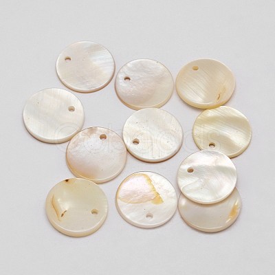 Dyed Natural Flat Round Shell Pendant X-SHEL-P003-04E-1