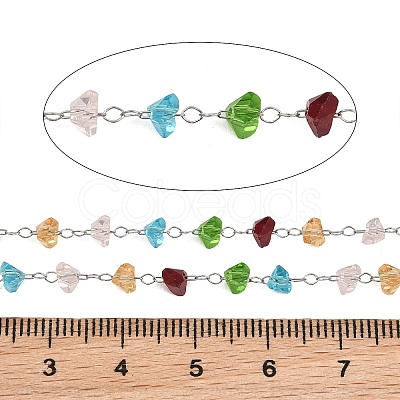 Glass & 304 Stainless Steel Beaded Chains SA-CBAD321-04F-1