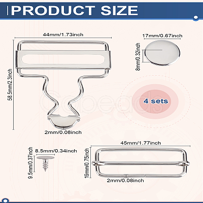 4Sets Adjustable Iron Buckle IFIN-LP0001-17-1