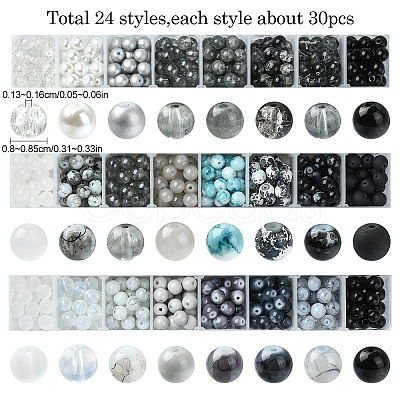 24 Style Glass Beads GLAA-YW0001-51-1